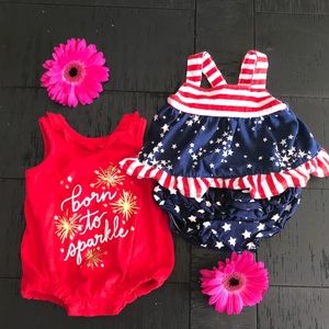 🇺🇸 NB Baby Girl red white and blue Outfit